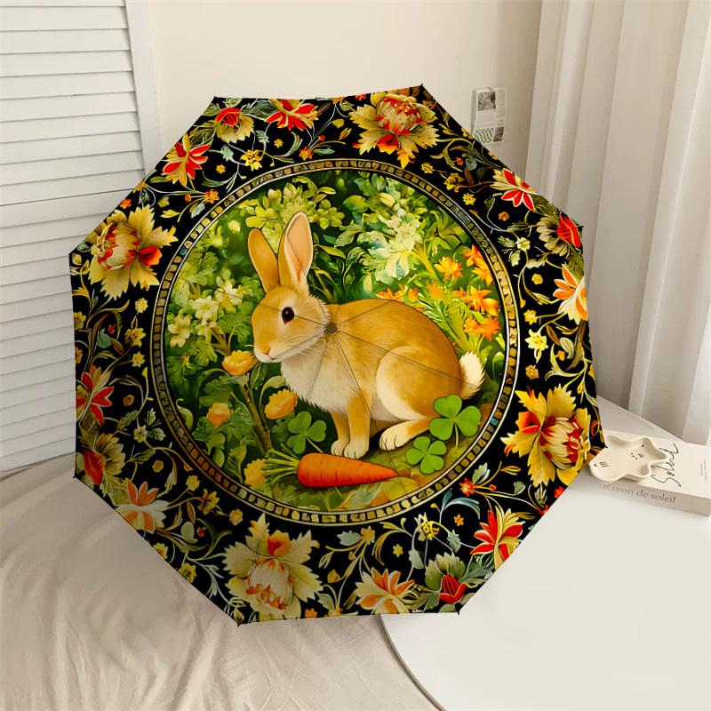 

1PC rabbit, floral Umbrella-8-Rib Reinforced, Automatic Open, Lightweight & Durable, Cute Fashion Accessory for Outdoor-K1318