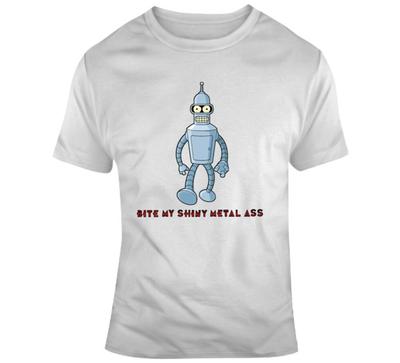 Futurama Mordi il Mio Lucido Metallo Bender Cartone Animato Fan V2 Maglietta