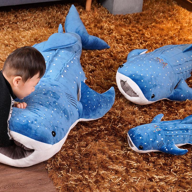 150cm Large Size Soft Shark Plush Toy Big Creative Blue Whale Stuffed Soft Shark Sea Fish Plush Pillow Lovely Children Baby Doll