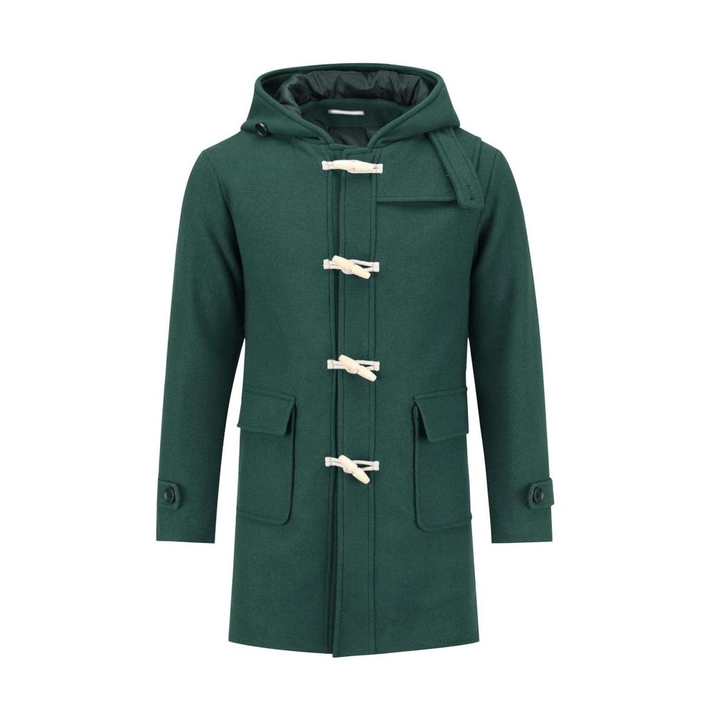 FOMANSH Long Duffle Coat with Hood and Cold Weather and Plus Sizes Men's Hat, Windproof, XL