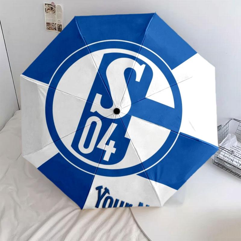 1 PC Automatic Folding Umbrella - FC Schalke 04 Custom Name Pattern, Portable & Foldable Design with 8 Ribs, Christmas Birthday Gifts