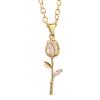 Elegant Tulips Pendant Necklace Gold Crystals Floral Jewelry Statement Pieces for Women Romance Wedding Accessory