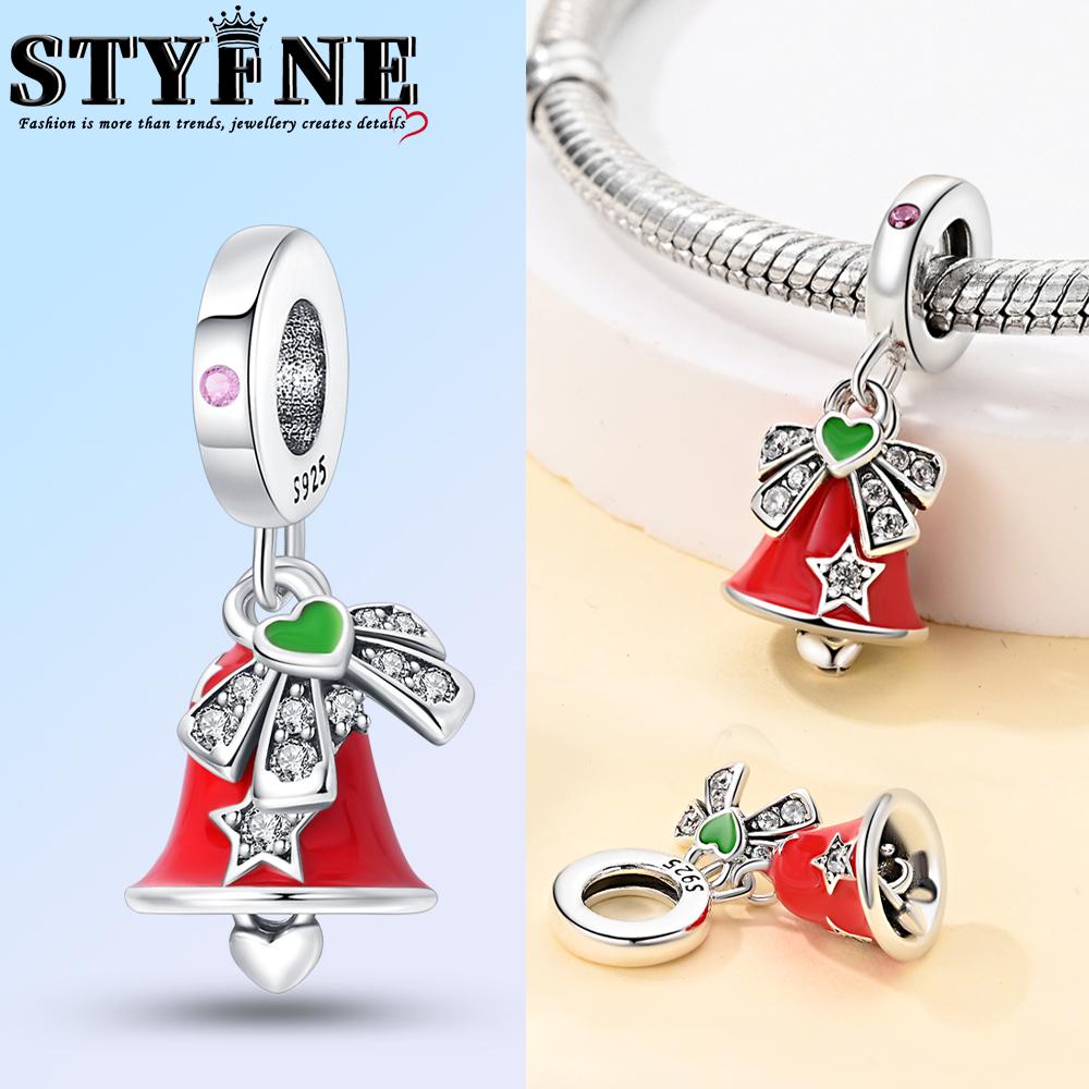 Christmas Charms Creative Santa Claus Christmas Tree Red Socks Boots Copper Beads Diy Bracelets Jewelry For Women