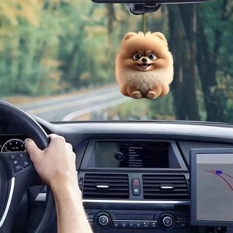 Adorable Acrylic Christmas Dog Car Hanging Ornament Cute Cartoon Style Interior Decoration