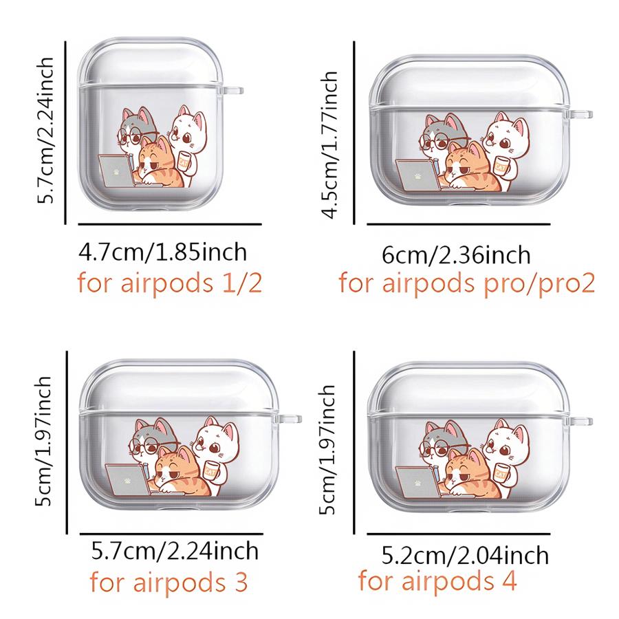 Case For Airpods Pro3 Pro2 2 4 1 3 Pro Clear Earphone Cases Cover Cute Cat