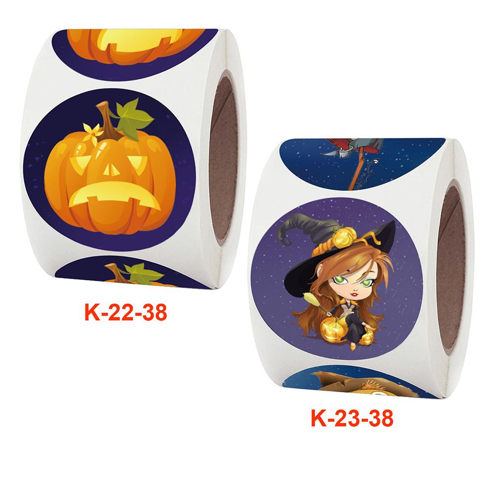 500pcs/roll Self-adhesive Label Sticker Halloween Pumpkin Pattern Candy Wrapping  Paper
