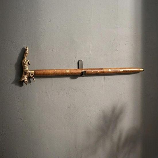 Handcrafted Brass Fox Handle Walking Cane Detachable Wooden Walking Stick, Accessory