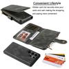 For Samsung Galaxy S25 Ultra Phone Case PU Leather Zipper Wallet Detachable Cover