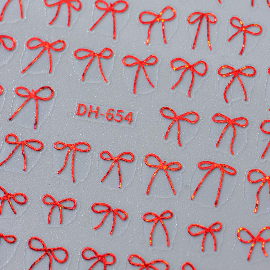Valentine'S Day 3D Bow Nail Stickers French Minimalist Red Bowknot Designs Self-Adhesive Decals For Diy Nail Decor Itemations