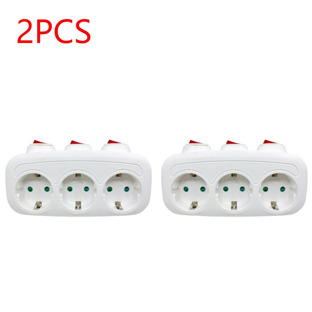1-5X 1To3 EU Extension Socket With Switch ON/OFF Electrical Plug European Standard Power Converter Socket 3 Individual Switches