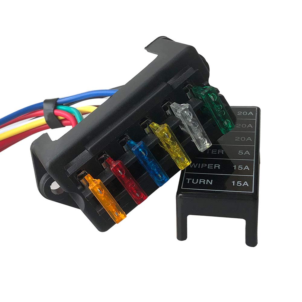 

Seliwirkt 6 Way Fuse Box Holder, Car Circuit Fuse Box Holder, 2 Input 6