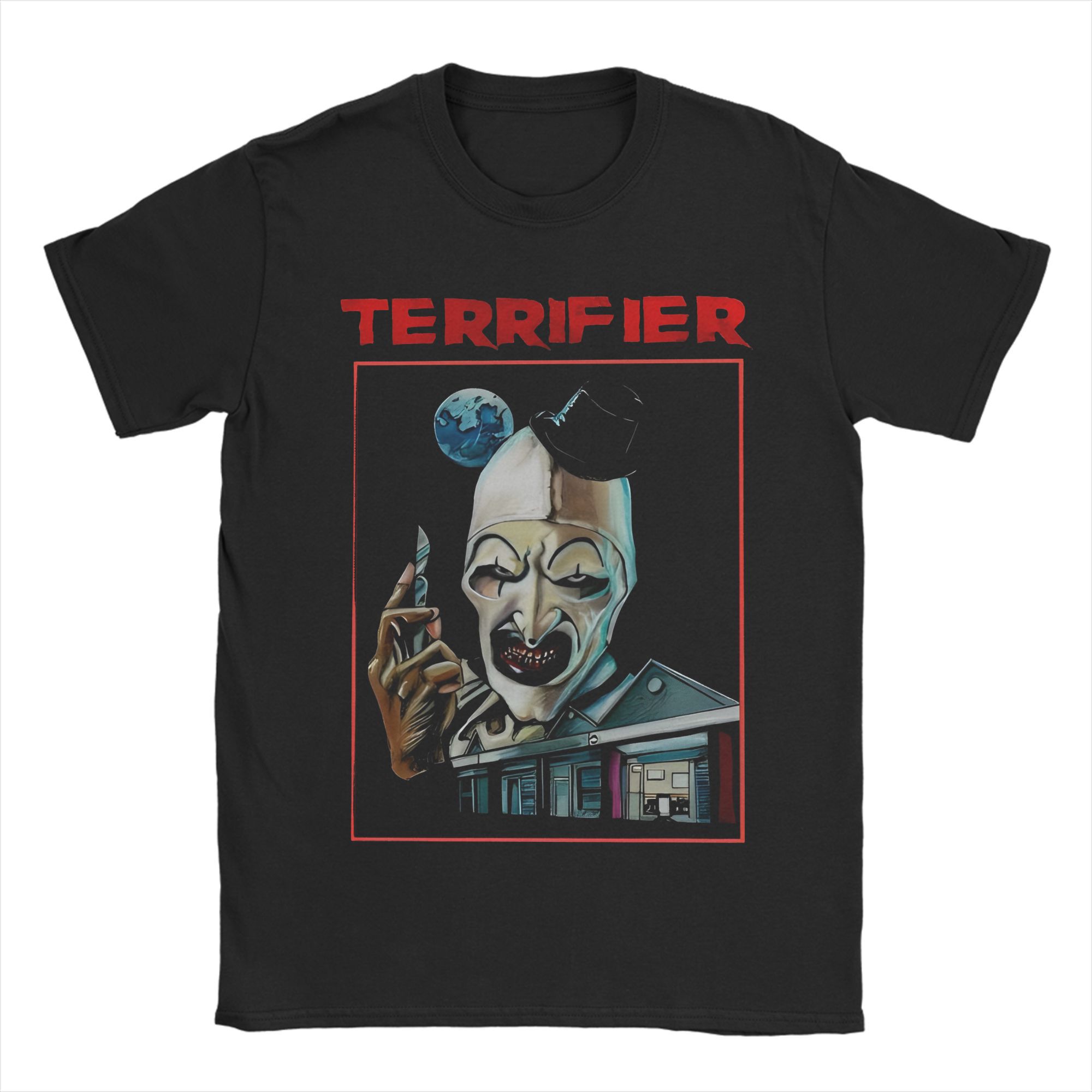 

Мужские футболки Terrifier Art The Clown Lover Смешная футболка из 100% хлопка с коротким рукавом Футболка с круглым вырезом Топы Большой размер 4XL