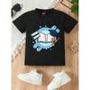 Europäische Größe Mädchen Rundhals Kurzarm T-Shirt mit Abschlusszeit Bachelorhut Musterdruck