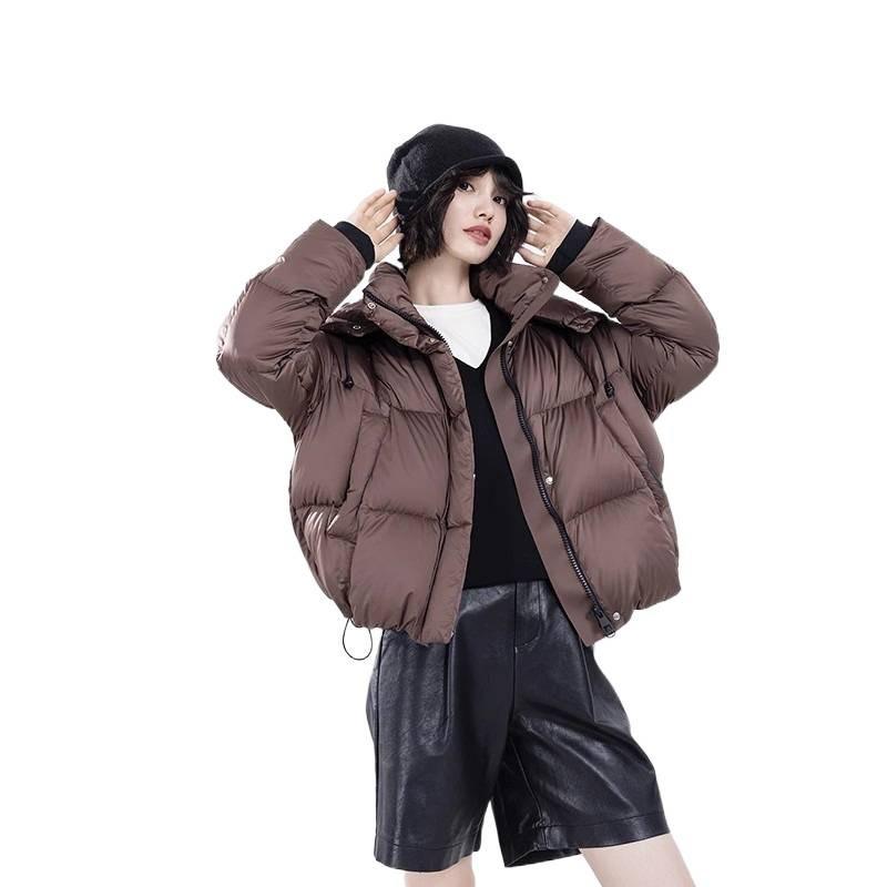 Winter New Women's High-end Fashion Splicing Down Cotton Clothes Small Short Bread Clothes Jacket Trendy
