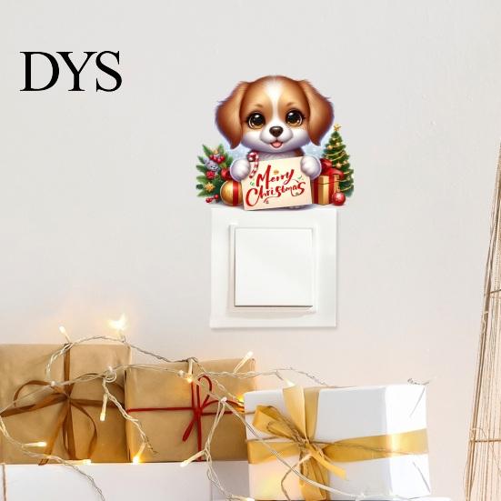 Easy Peel And Stick Wall Art Christmas Switch Stickers, Removable Santa Claus/Puppy/Reindeer/Elf/Pickup Truck Light Self Adhesive Festive Stickers