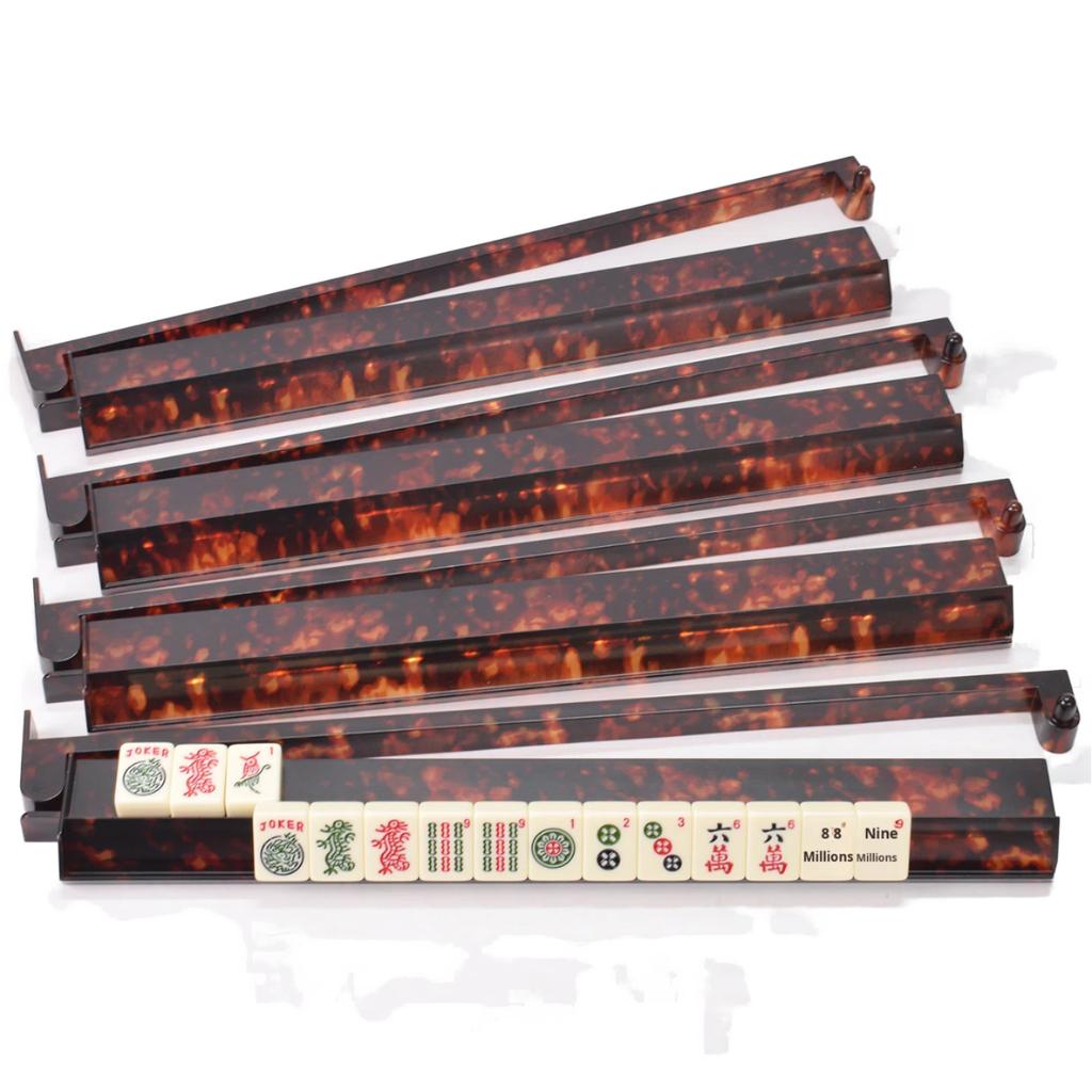 Mahjong Ruler American Jewish Style 2-in-1 Ruler/Tile Ruler Push Rod Mahjong Stand 17.5inch ABS Material Entertainment 4 Players