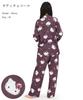 Hello Kitty Shirt Pajamas Powder Stretch Long Sleeve Long Pants Top and Bottom Set Loungewear [SAZAC] Women's (Charcoal Gray/M/SAN1906)