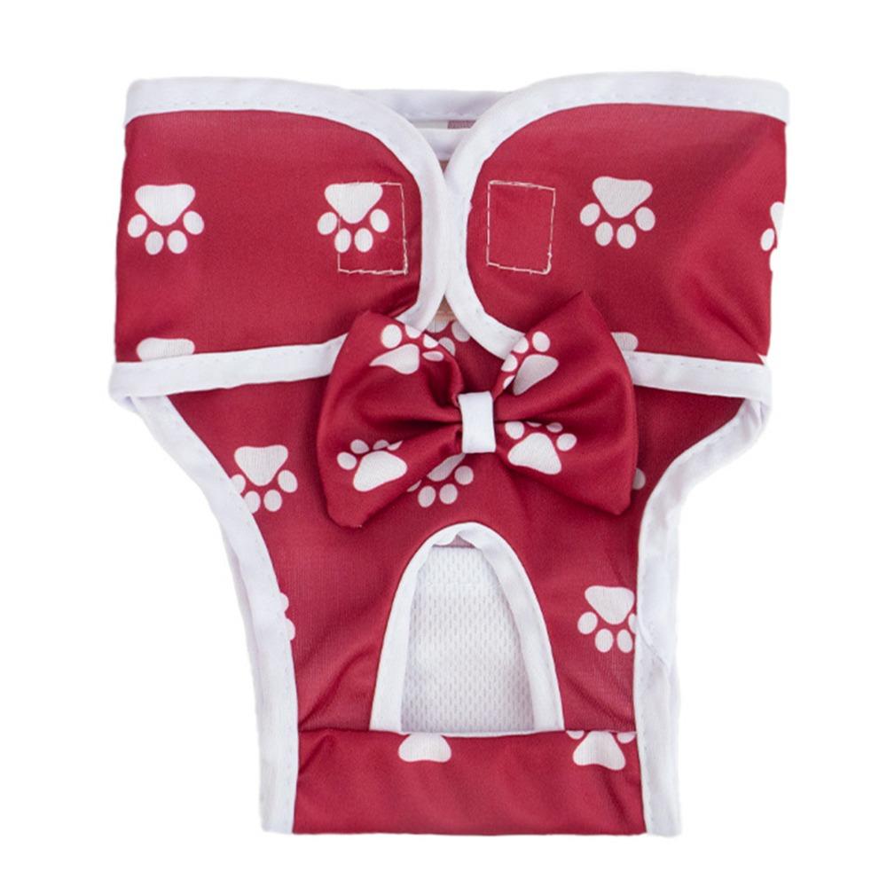 Dog Paw Pattern Dogs Diaper Washable Dogs Menstruation Pants Female Dog Period S красный