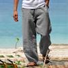 Spring 2025 Men's Loose Cotton & Linen Drawstring Wide-Leg Hip Hop Pants