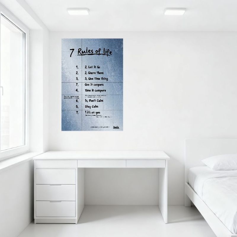 7 Livets Regler Metallplåtskylt Motiverande Citat Väggdekor med Handskriven Stil för Hem Bar Café Kontor Dekoration