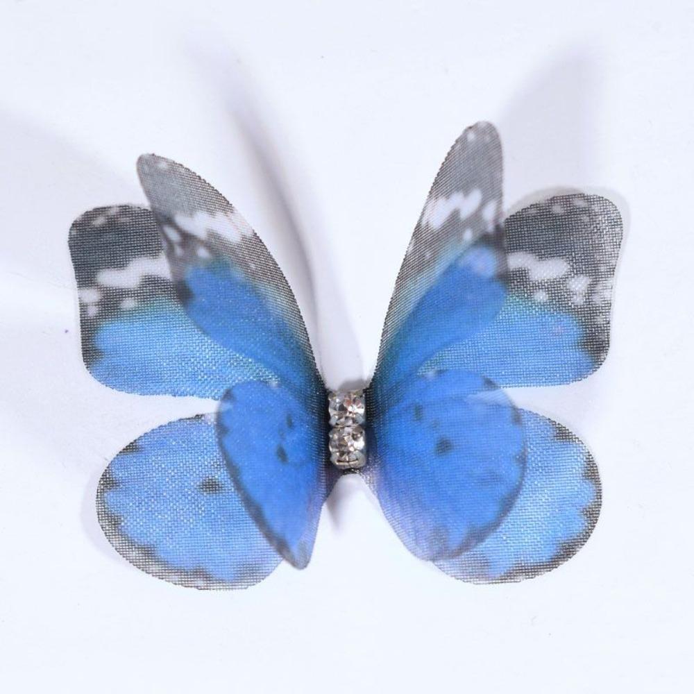 50pcs Gradient Color Fairy Chiffon Butterfly 4CM Sewing Craft Decoration  Garment Design Materials