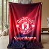 Coperta in Flanella Personalizzata con Nome Testo Manchester United Logo Calcio Plaid in Pile Personalizzato Regalo Speciale per Divano Camera da Letto Casa