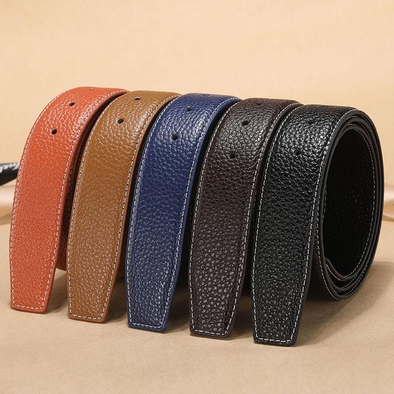 Mei Headless Strap Men's Leather Lychee Pattern Belt, Smooth Buckle Buckle Spot