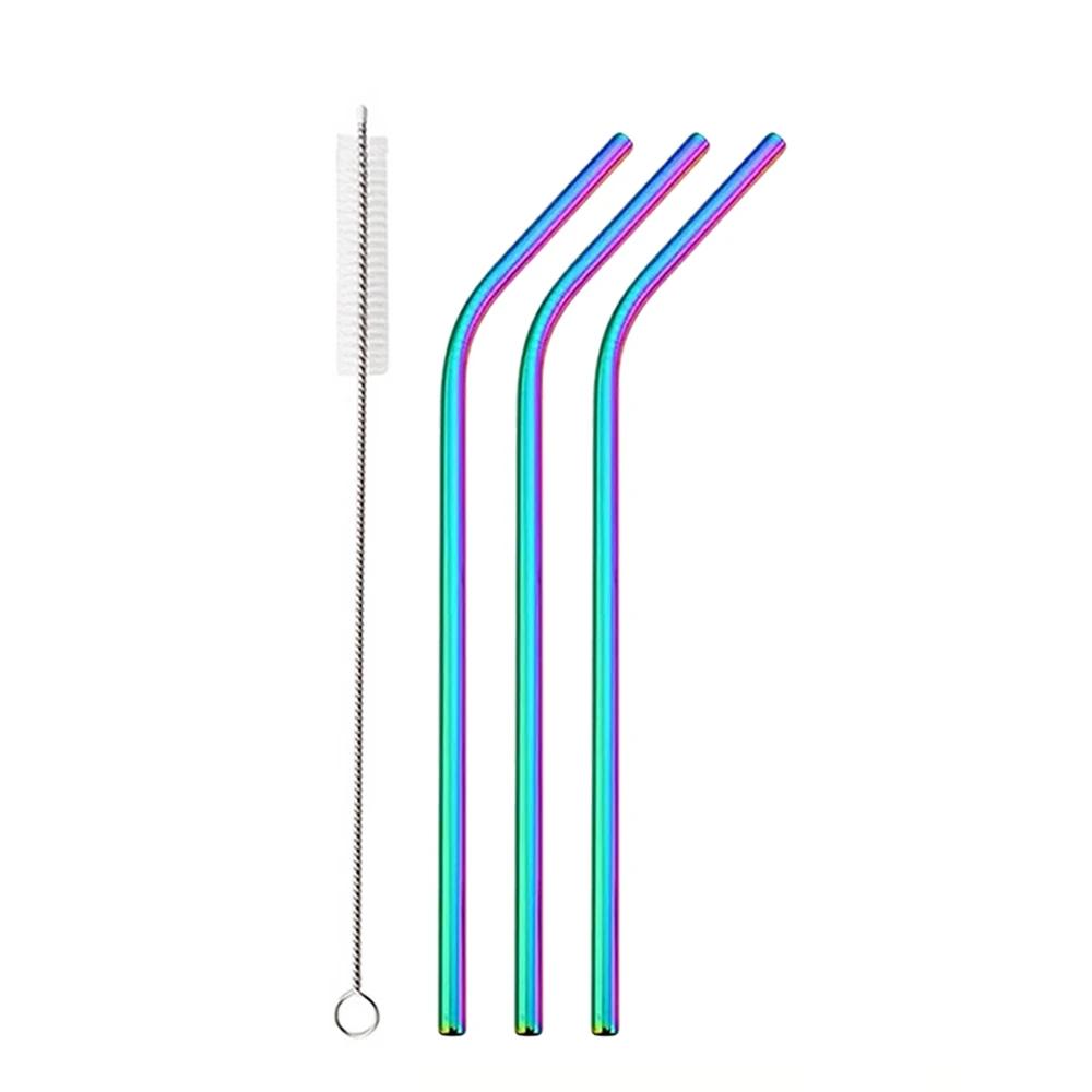 4/8Pcs Stainless Steel Smoothie Straws Extra Wide Reusable Metal Drinking Straws for Milkshake Smoothie with Cleaning Brush