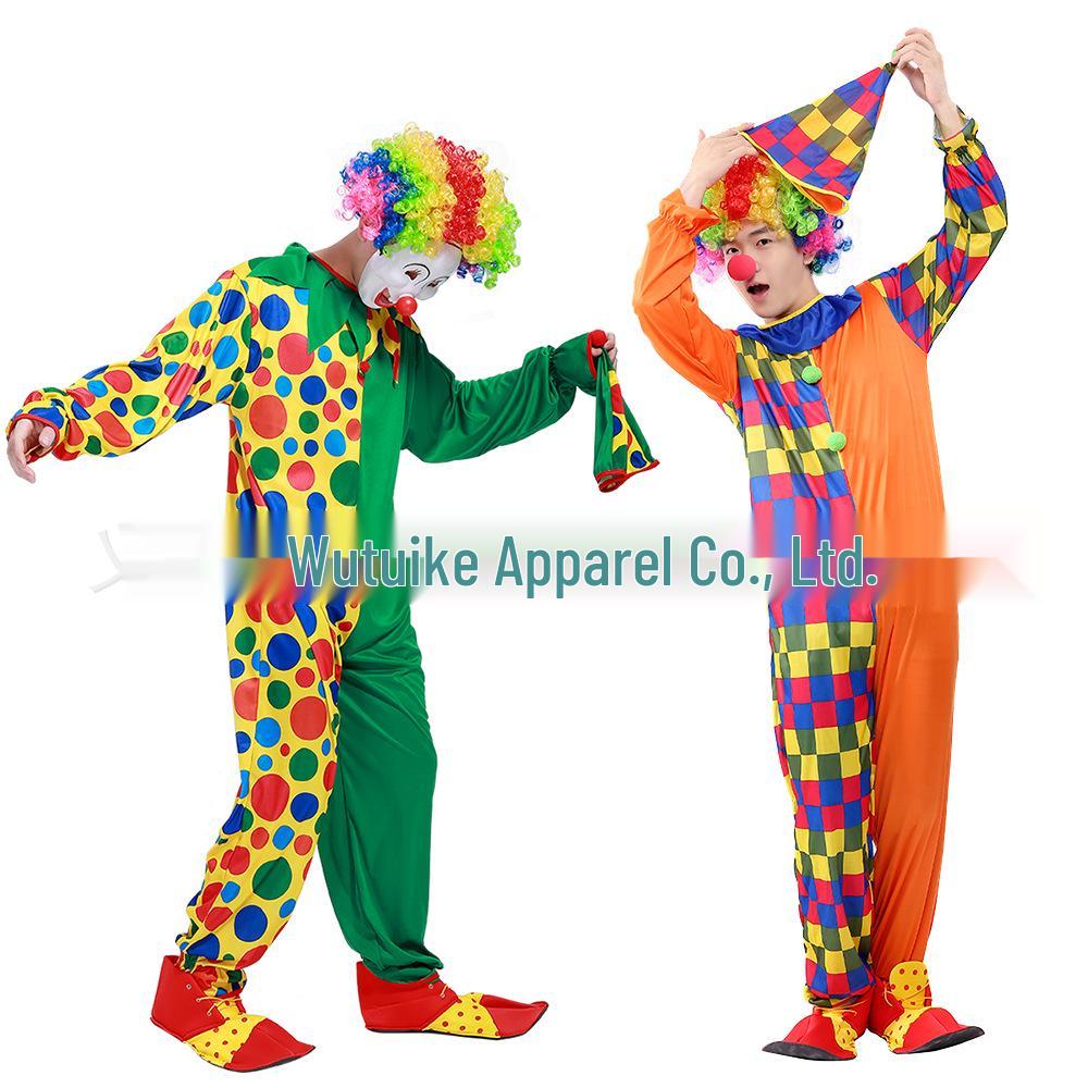 Halloween Clown Costume Set for Adults: Circus Outfit with Wig and Mask