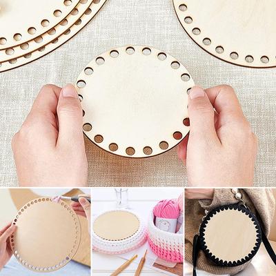 1 szt. Okrągła DIY Szydełkowa Robótka Krzyżykowa Pusta Ręcznie Tkana Podstawa Koszyka Dno Koszyka Niedokończone Rękodzieło Drewniane Rzeźbione