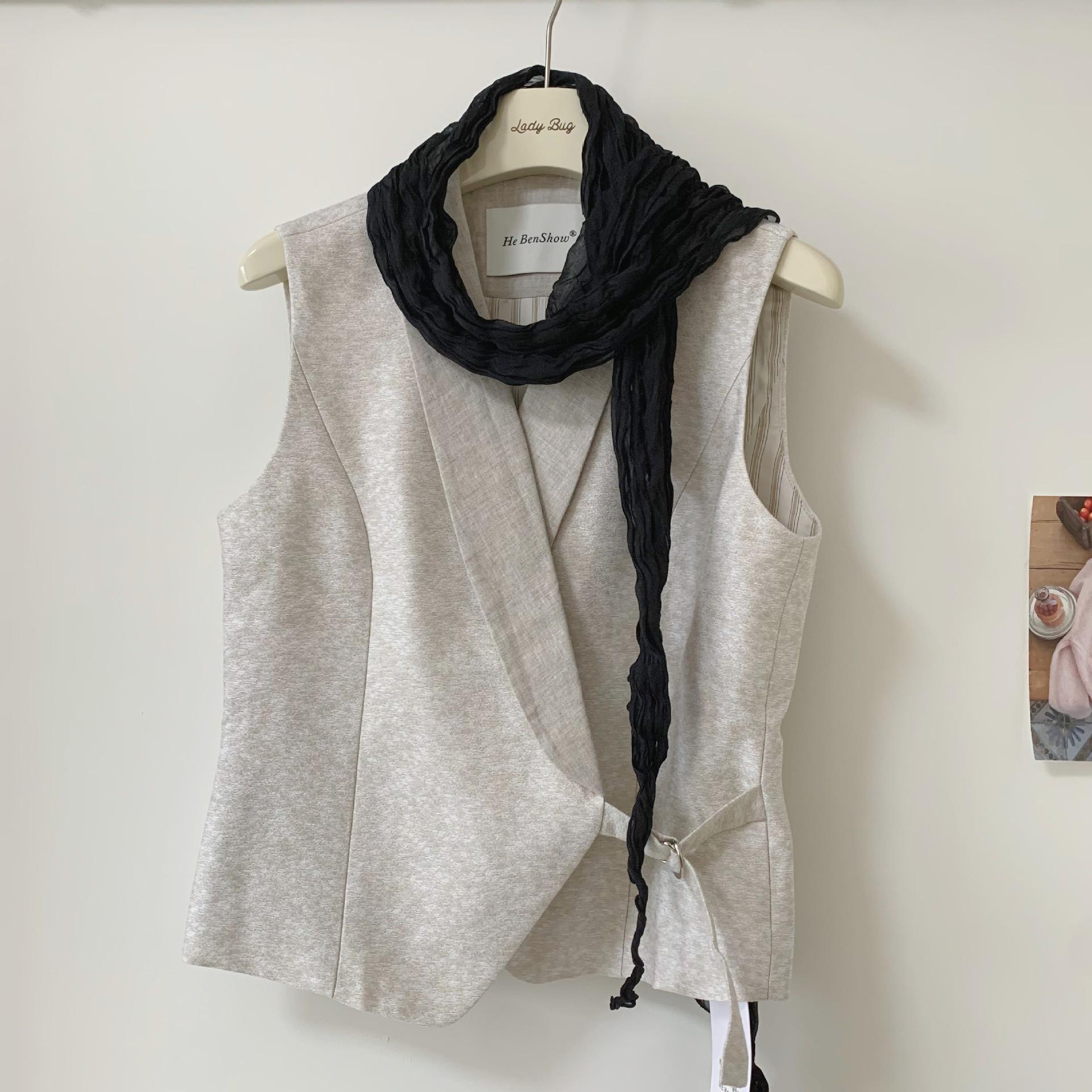 County literature brown retro cotton and linen scarf women s thin literary style linen pleated trench coat silk scarf neck scarf 40-184