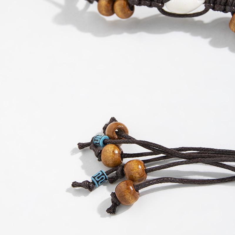 Boho Belt Knotted Ethnic Style Handmade Wooden Beads and Shells Women's Belt Leisure Vacation Style Exquisite Waist Rope