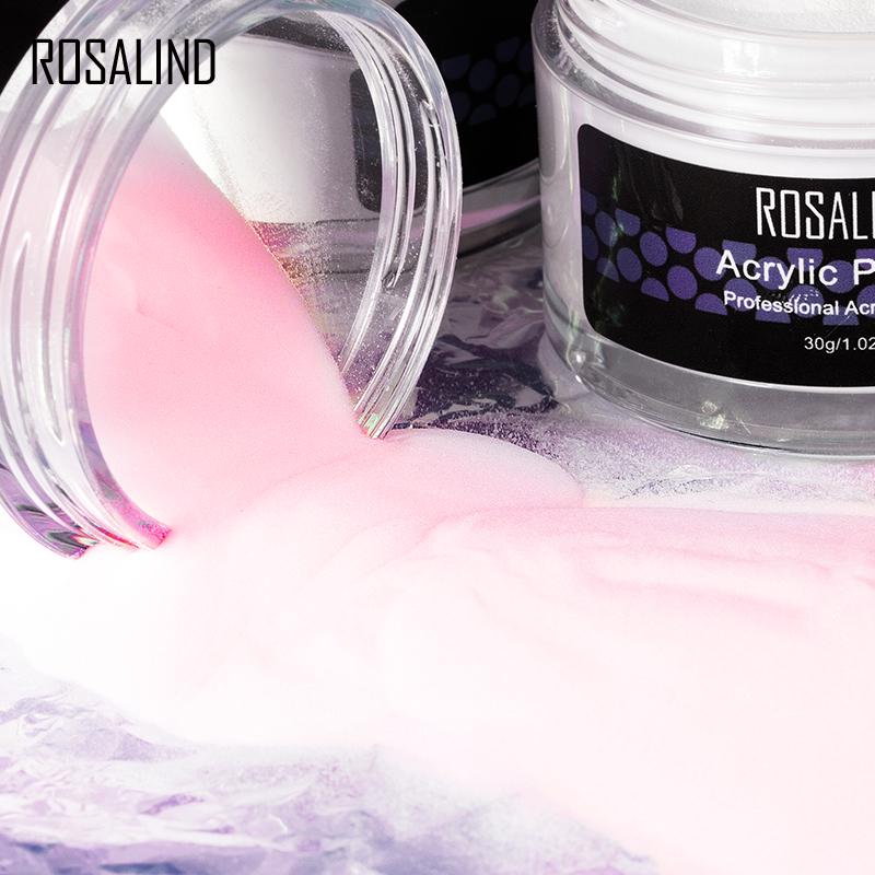 ROSALIND White Clear Pink Carve Crystal Powder Gel Acrylic Powder Set For Nail Extension Builder Tools Manicure Acrylic Nail