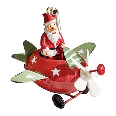 Retro železný vánoční přívěsek starožitný styl Santa Claus letadlo vánoční stromeček závěsná dekorace ozdoby party dekorace