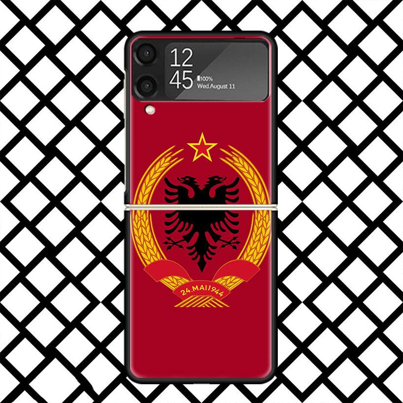 Albania Flag Phone Case For Samsung Z Flip 7 6 5 4 3 Galaxy ZFLIP7 ZFlip6 5G Flip5 Flip4 Flip3 5g Black Hard Cover