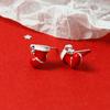 Korean Style Cute Red Christmas Socks Stud Earrings - Mori Style Gift for Girlfriend
