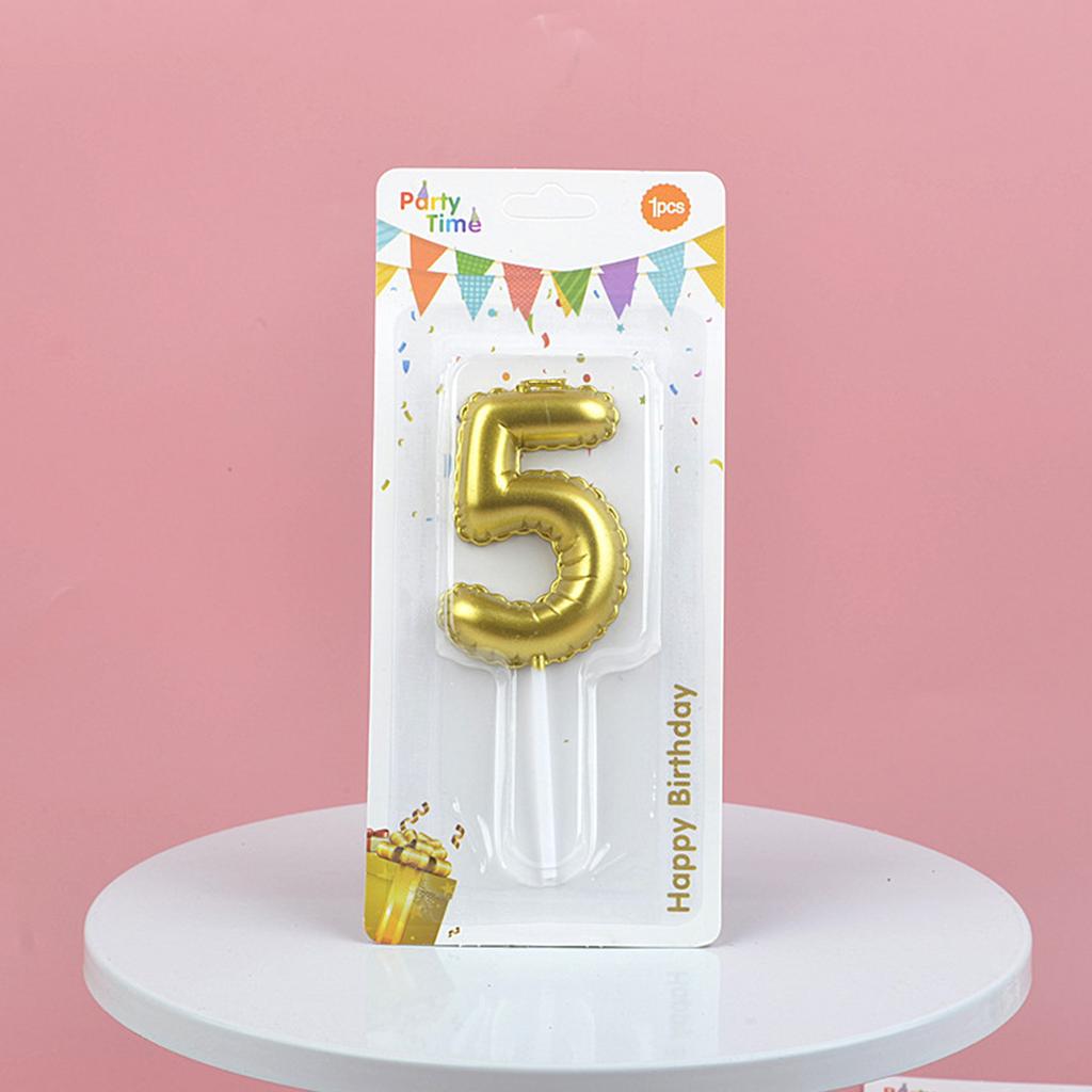 Alles Gute zum Geburtstag Kuchen Dekoriert mit Goldenen Digitalen Kerzen Zartem 3D Ballon für Kinder 0-9 Zahlenkerzen Partydekoration