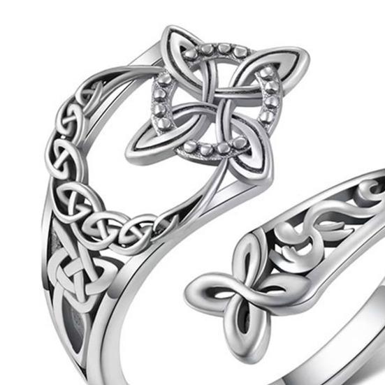 Celtic Knot Ring Women Open Middle Finger Knuckle Thumb Ring Retro Irish Knot Jewelry Birthday Gift for Her Sister Friend