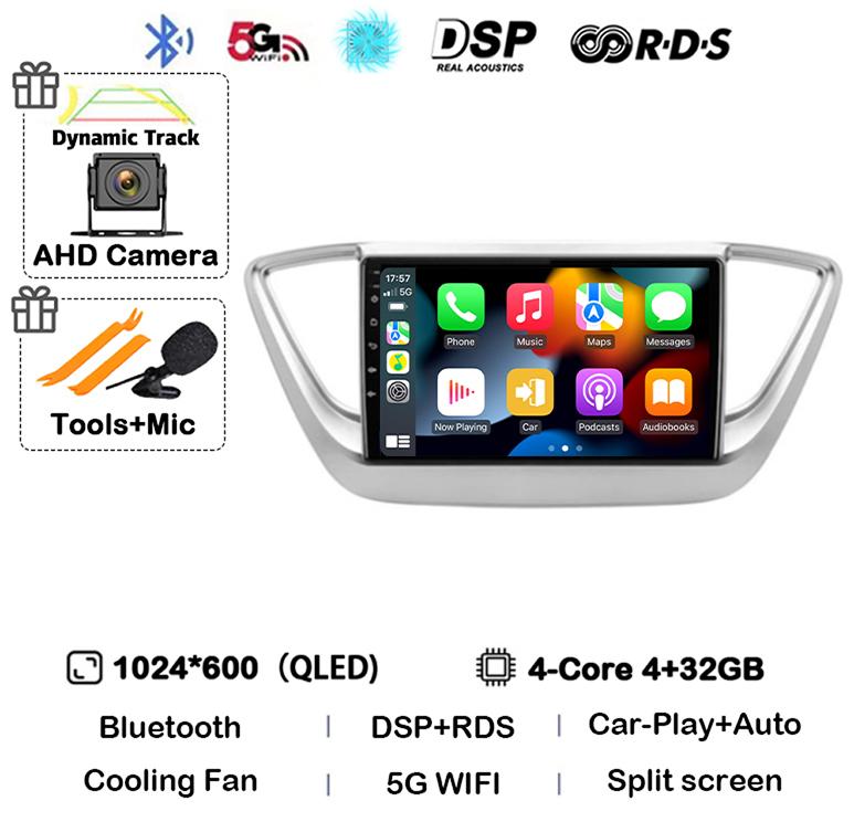 Android 14 Carplay WIFI+4G Car Radio For Hyundai Solaris 2 Verna 2016-2020 Multimedia Video Navigation Player Auto Autoraido GPS