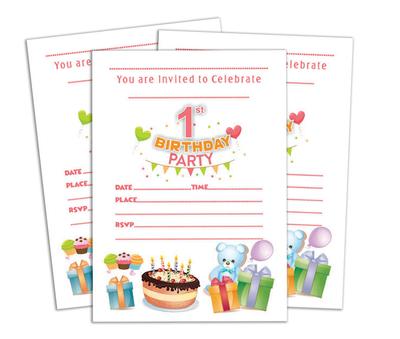 Darling Souvenir White Birthday Invitation Card Stampabile Elegante Riempi o Scrivi In Inviti per feste vuoti 28 pezzi 5 x 7 pollici