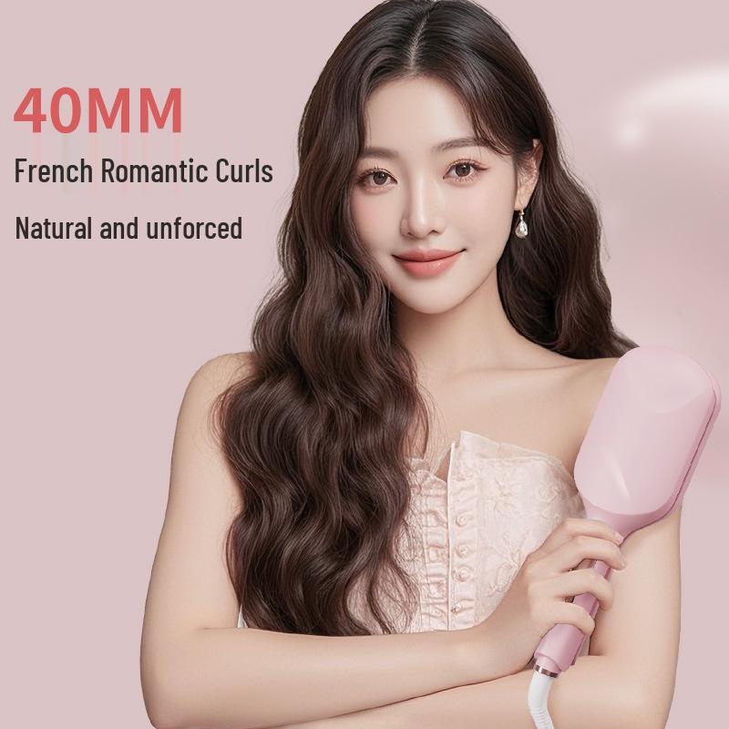 40mm LCD Egg Roll Curler: Negative Ion Curling Iron & Straightener for Big Water Ripple Curls розовый