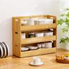 Vintage Wooden Storage Rack Desktop Compact Disc Holder with Handles Stackable Bamboo Display Rack for Cassettes Tape Spice Jars Mugs