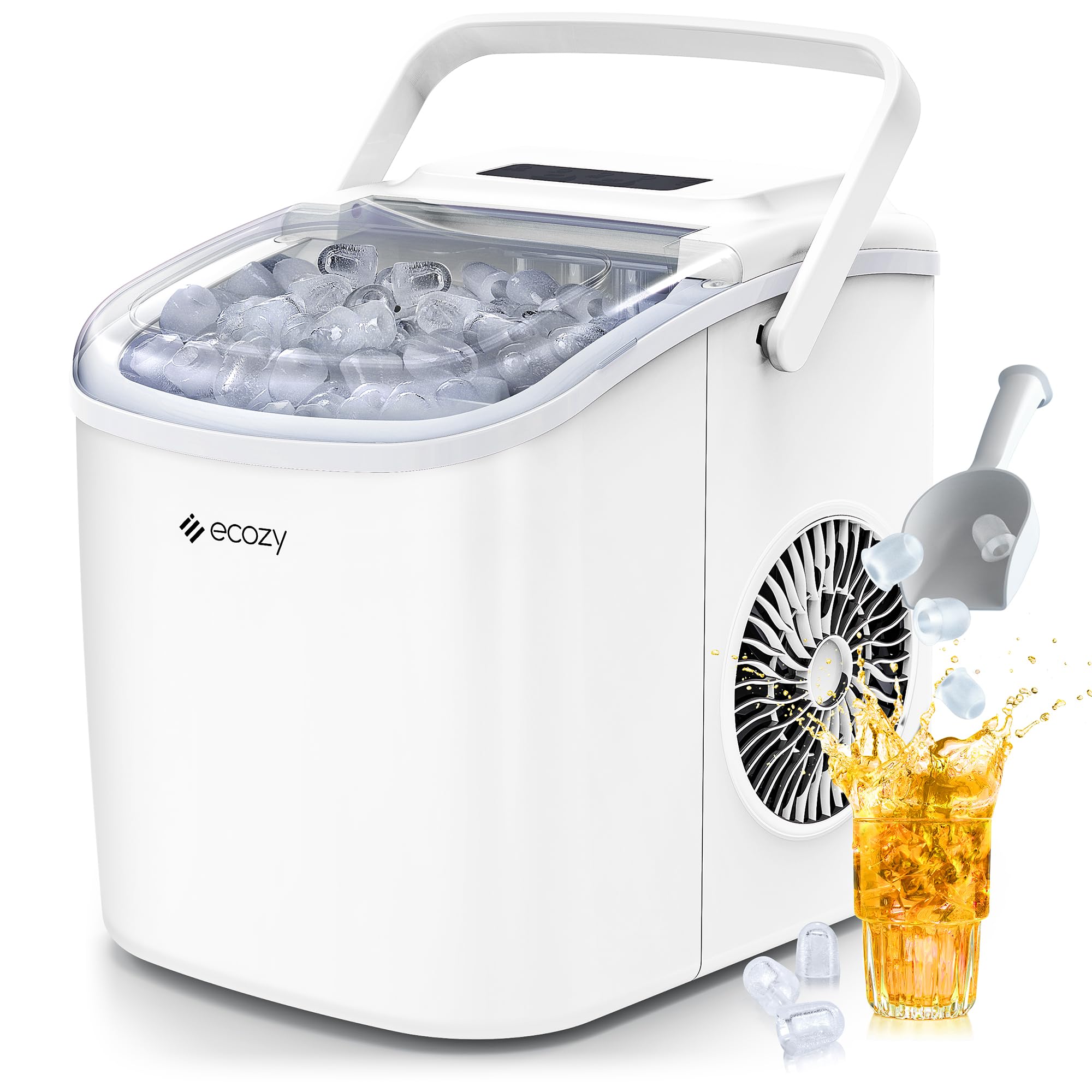 

ecozy Льдогенератор для домашнего использования Лед Автоматический 2 Льда Большая вместимость Вода Прозрачный Японский язык Автоматический Лед Идеально подходит для дома Вечерний Настольный белый