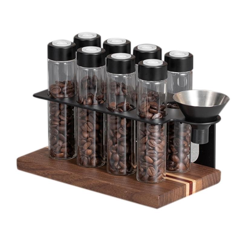 

Rustics Wood Coffee Spices Container Builts In Airtights Venting Systems for Kitchen Countertop Decoration