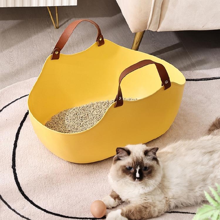 Plastiková přenosná kočičí toaleta s madlem pro starší kočky Snadno čistitelná podestýlková vanička Kočičí toaletní vaničky Velká krabice