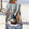 Women's Fashion Casual Long Sleeve Christmas Printed Round Neck Top