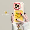 ins storm point three-dimensional smiley face applies to iPhone15promax Apple 14 mobile phone case 13 lanyard 17 card bag