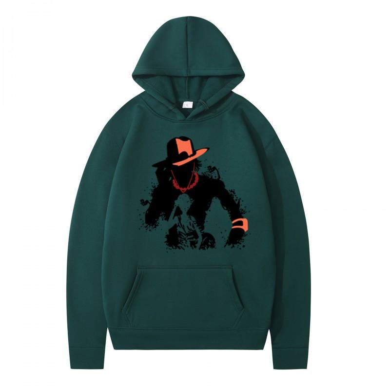 One Piece Anime Character Print Hoodie Loose Fit Casual Sweatshirt Couples Teens