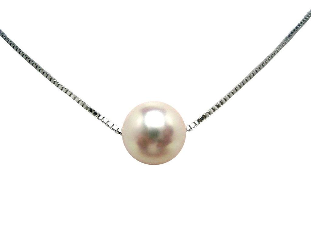 Isowa Pearl Pearl Specialty Akoya Pearl White Pierced Pearl (Ise-Shima Store) Pendant, 8.5-9mm, Pink, Silver,