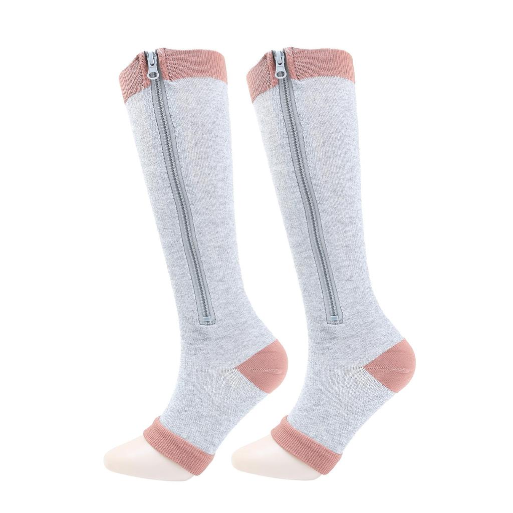 Kompresní ponožky na zip po stehna Design na zip bez prstů Kompresní punčochy pro muže a ženy Vysoce kvalitní nylonová tkanina